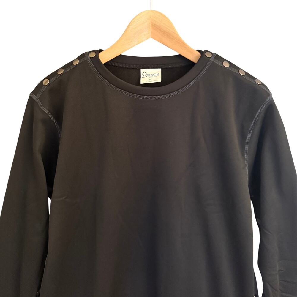 Renova Adaptive Clothing Black Snap Side Long Sleeve Top Women's Size Small